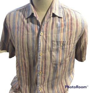 Tommy Bahama Striped Silk & Poly Camp Shirt in EUC Size Small Excellent